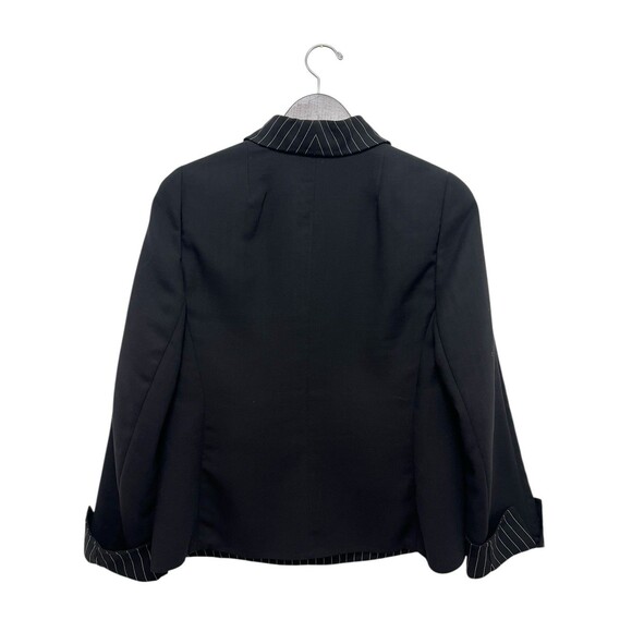 AKRIS Black Pinstripe 2 Piece Blazer Jacket Skirt Set Suit Career Womens Size 10 - Picture 6 of 15